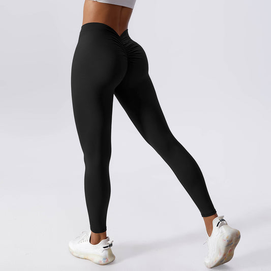 Outdoor Running Fitness Atmungsaktive Leggings Schwarz